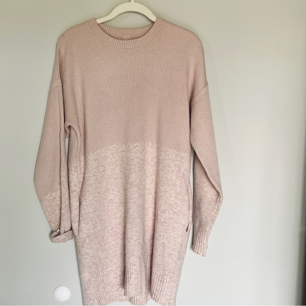 Lululemon Restful Intention Sweater Ribbed Long Sleeve Pockets cashmere Pink M
